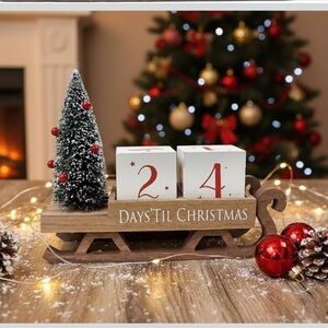 Christmas Countdown Blocks Santa Sleigh Advent Calendar 99 Days
